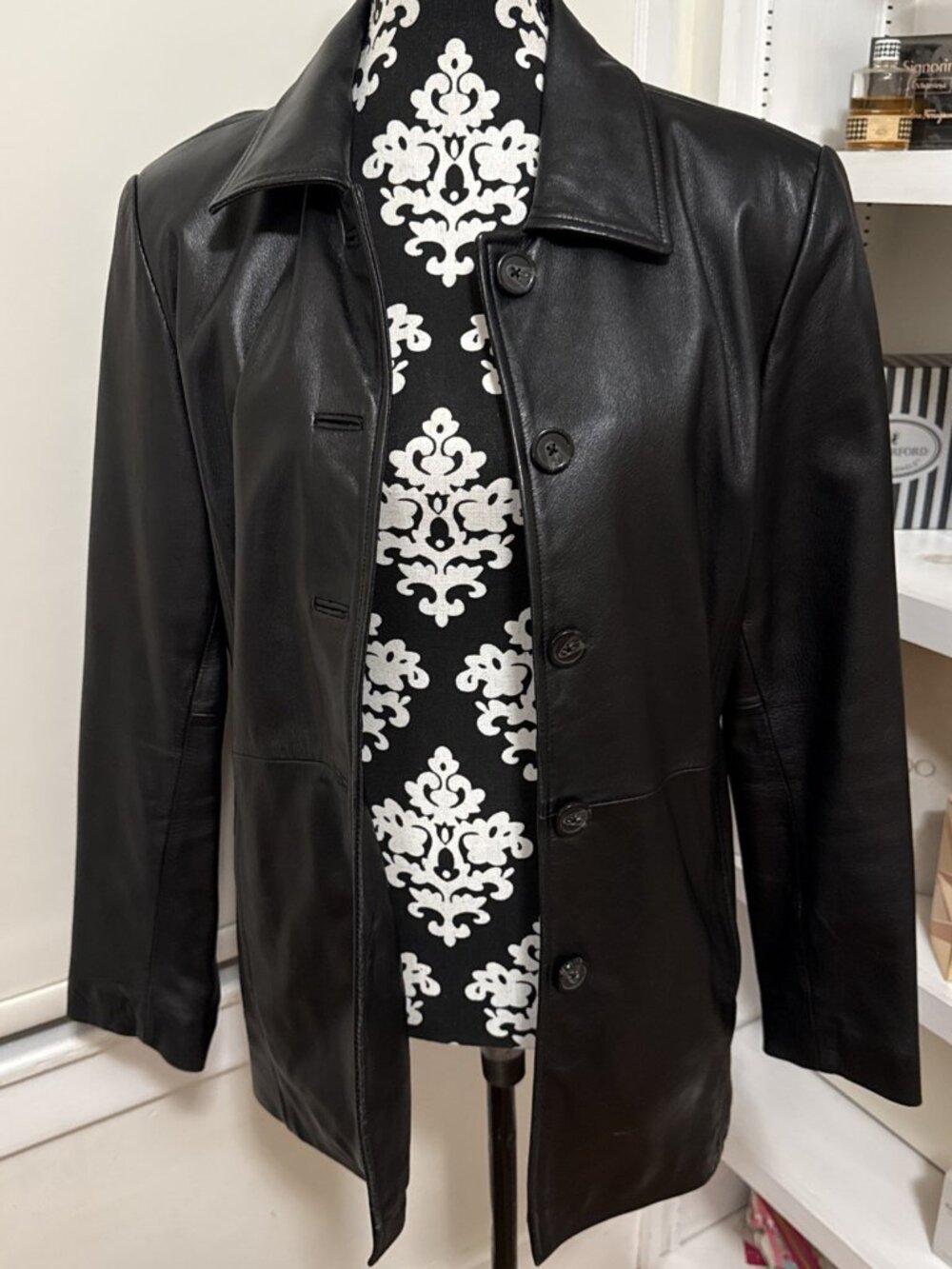 Studio Works Ladies Soft Leather Jacket medium Coat Winter Classic Black